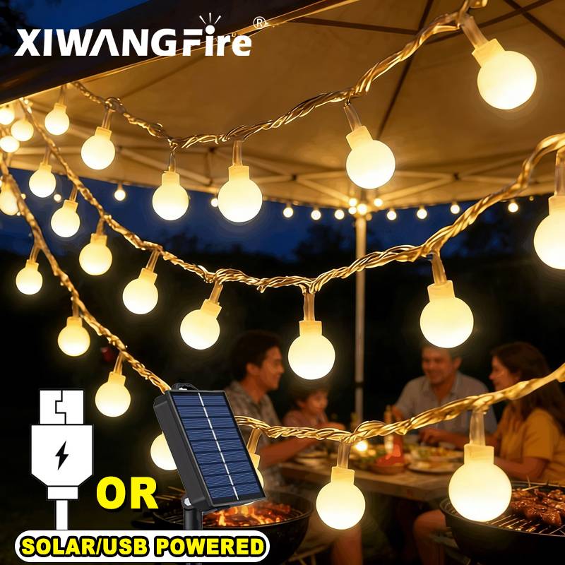 Lighting Decor Items - 3-10M Solar/USB/Battery String Lights, Fairy Globe