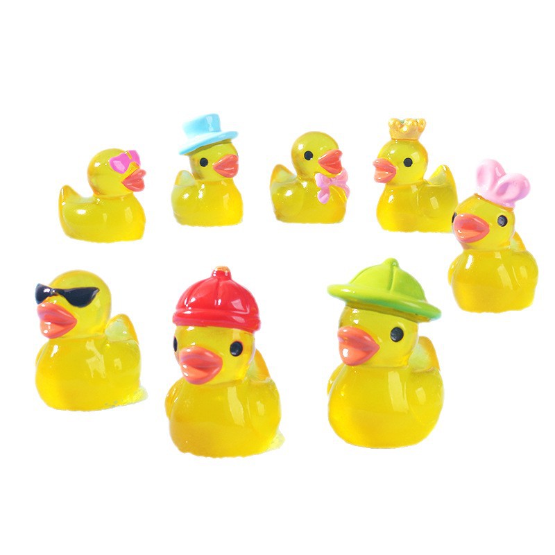 Lighting Decor Items - Mini Yellow Luminous Duck Ornament Miniature