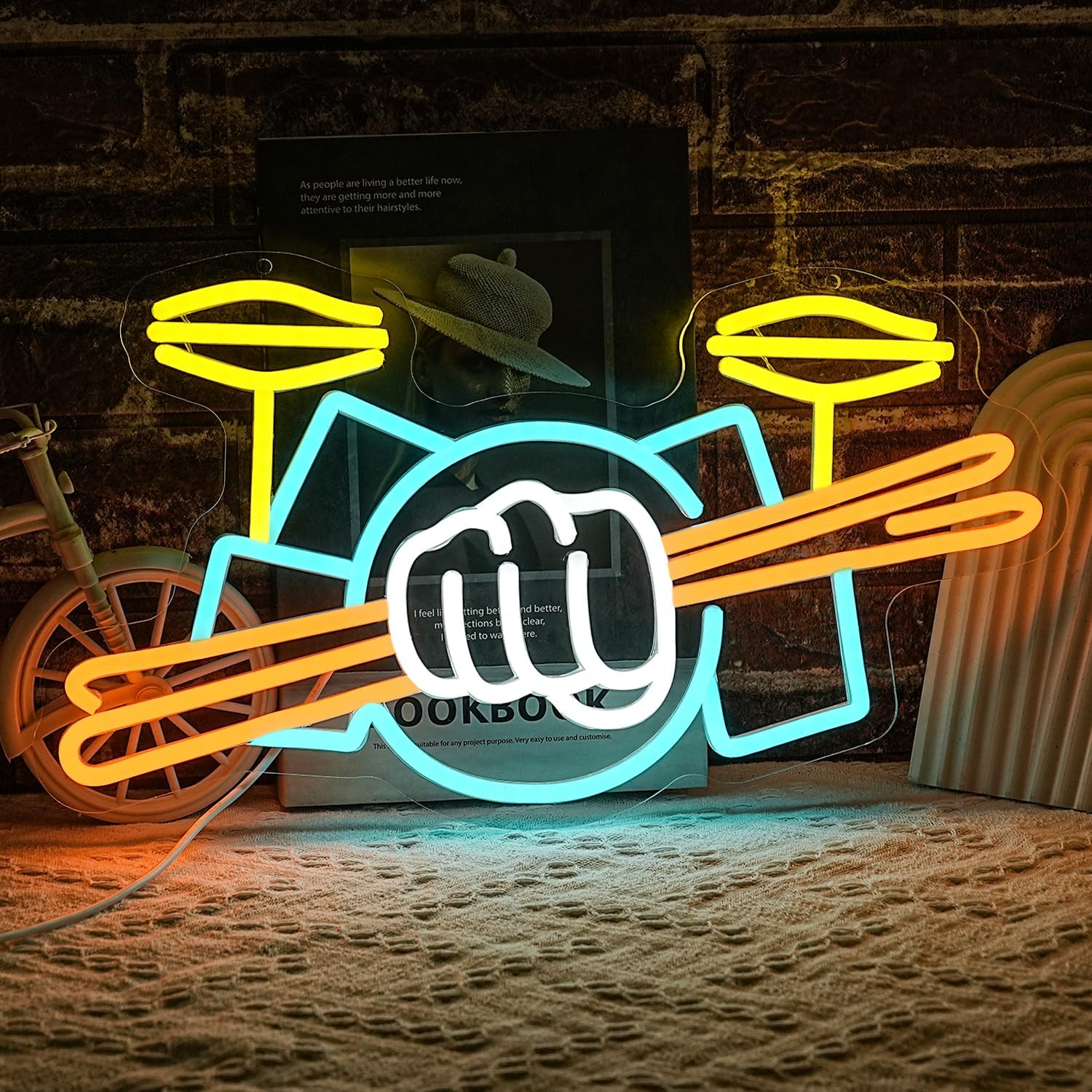 Lighting Decoration Ideas - Drum Set Neon Sign USB Powered