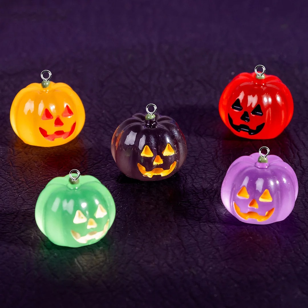 Lighting Decor Items - 5Pcs Kawaii Luminous Pumpkin Resin Charms