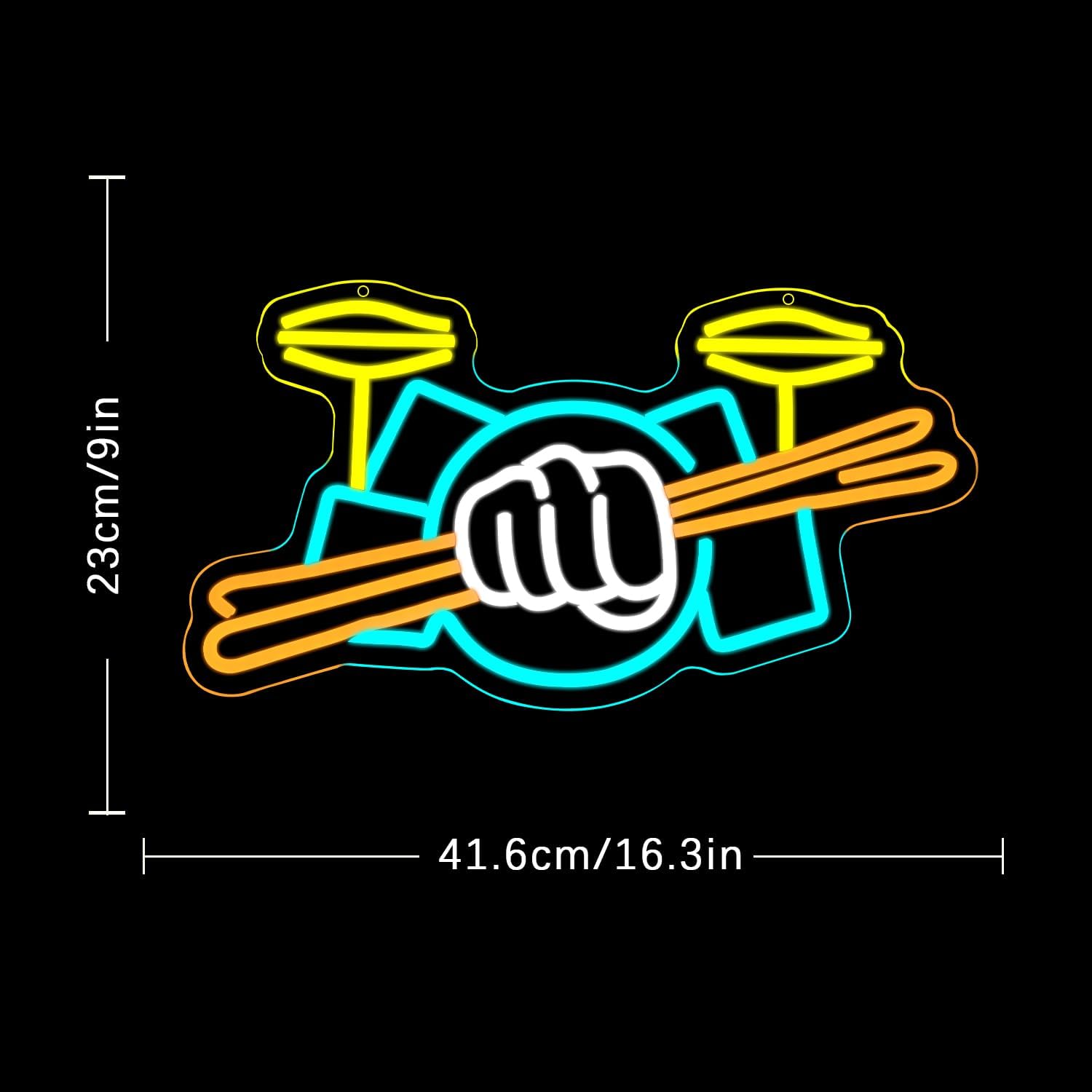Drum Set Neon Sign USB Powered - Lighting Decoration Ideas 评论和价格
