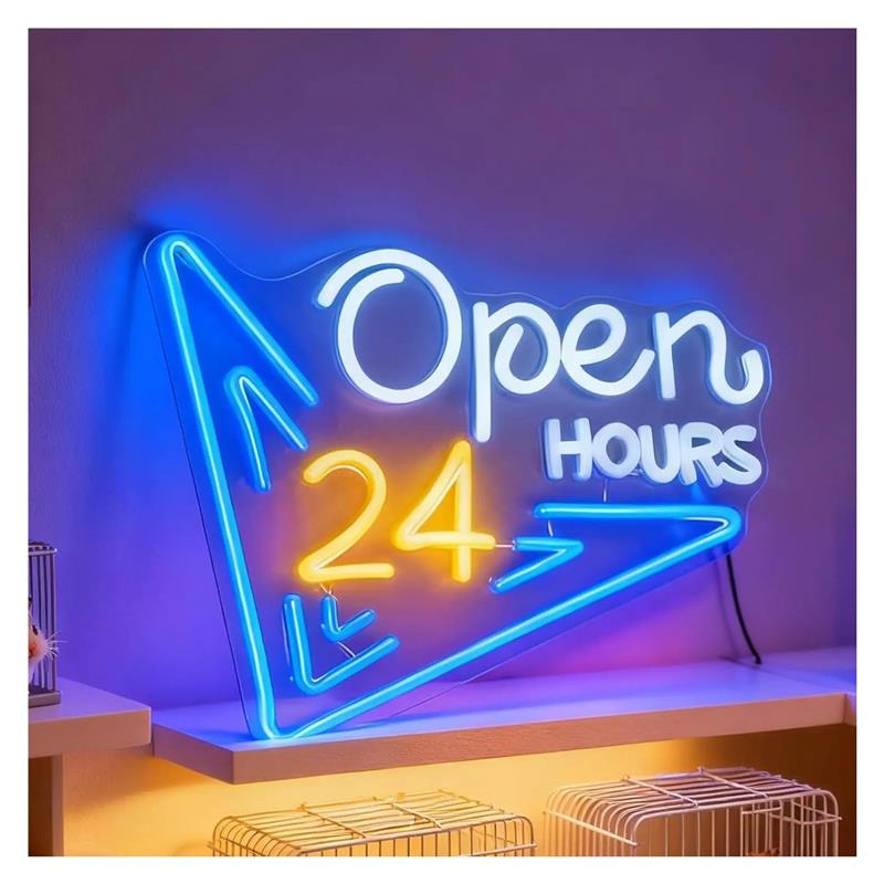 Open 24 Hours Neon Sign USB Po - Decor Lighting Opening Hours 评论和价格