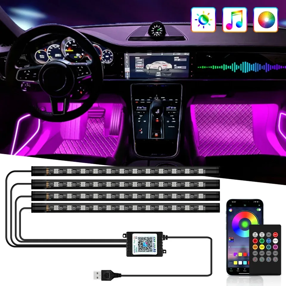 Universal 48 LED USB Car RGB A - Lighting Bolt Decor 评论和价格