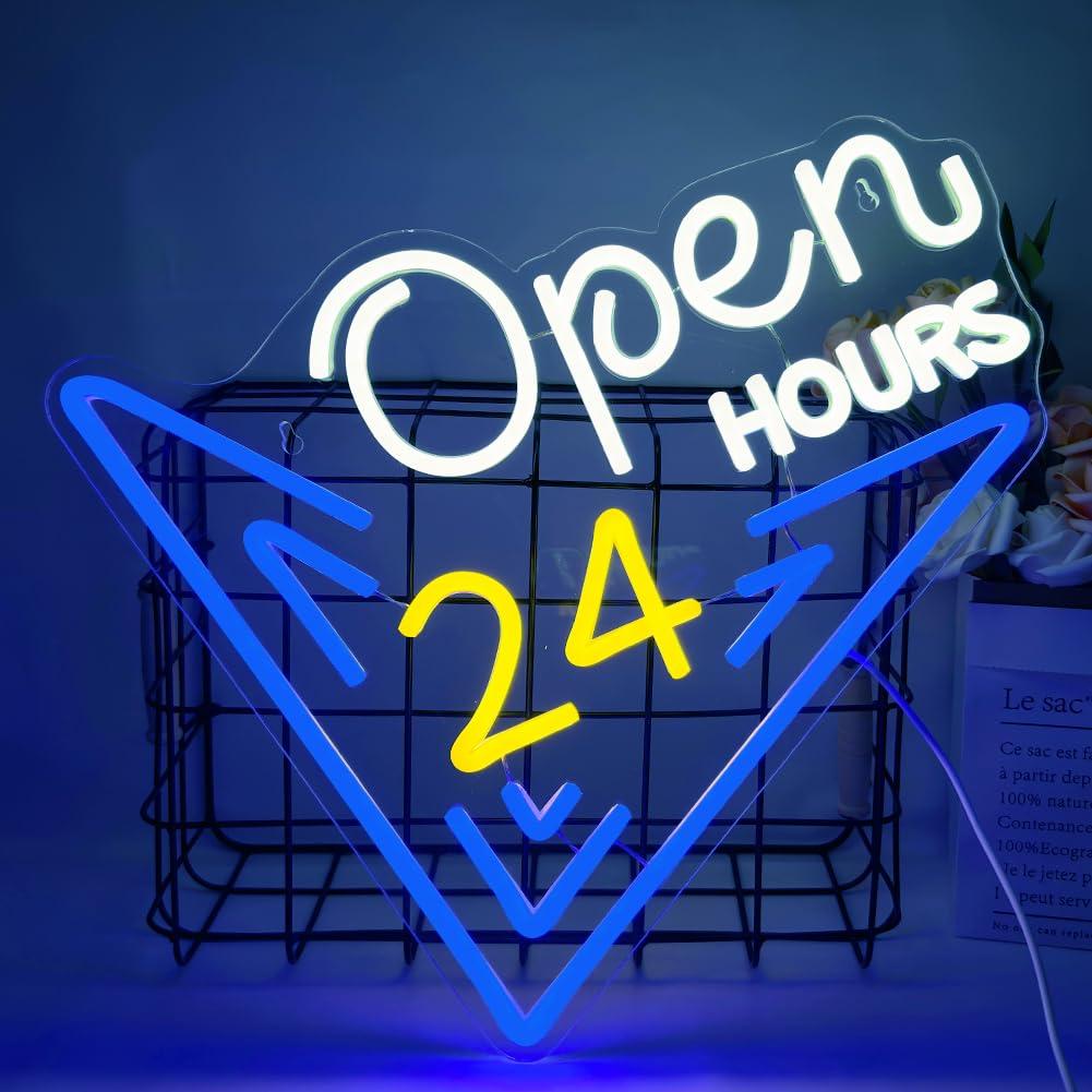 Open 24 Hours Neon Sign Dimmab - Decor Lighting Opening Hours 评论和价格