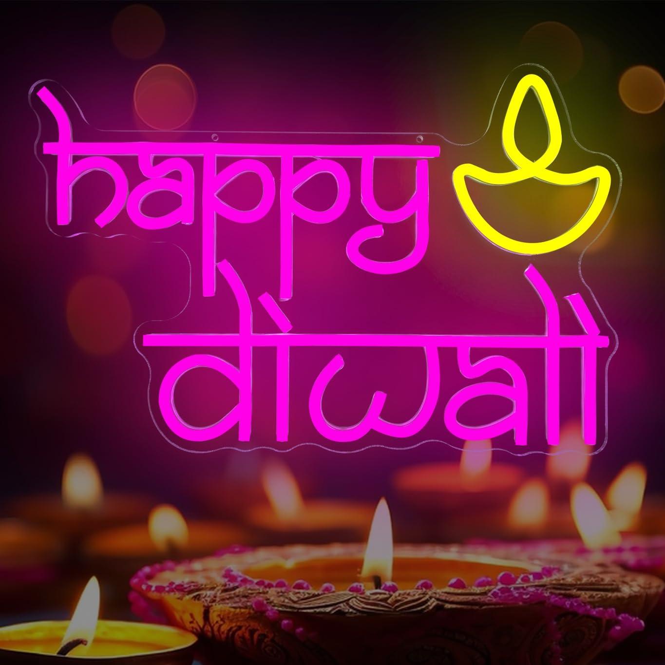Happy Diwali Neon Sign USB Pow - Lighting Decor For Diwali 评论和价格