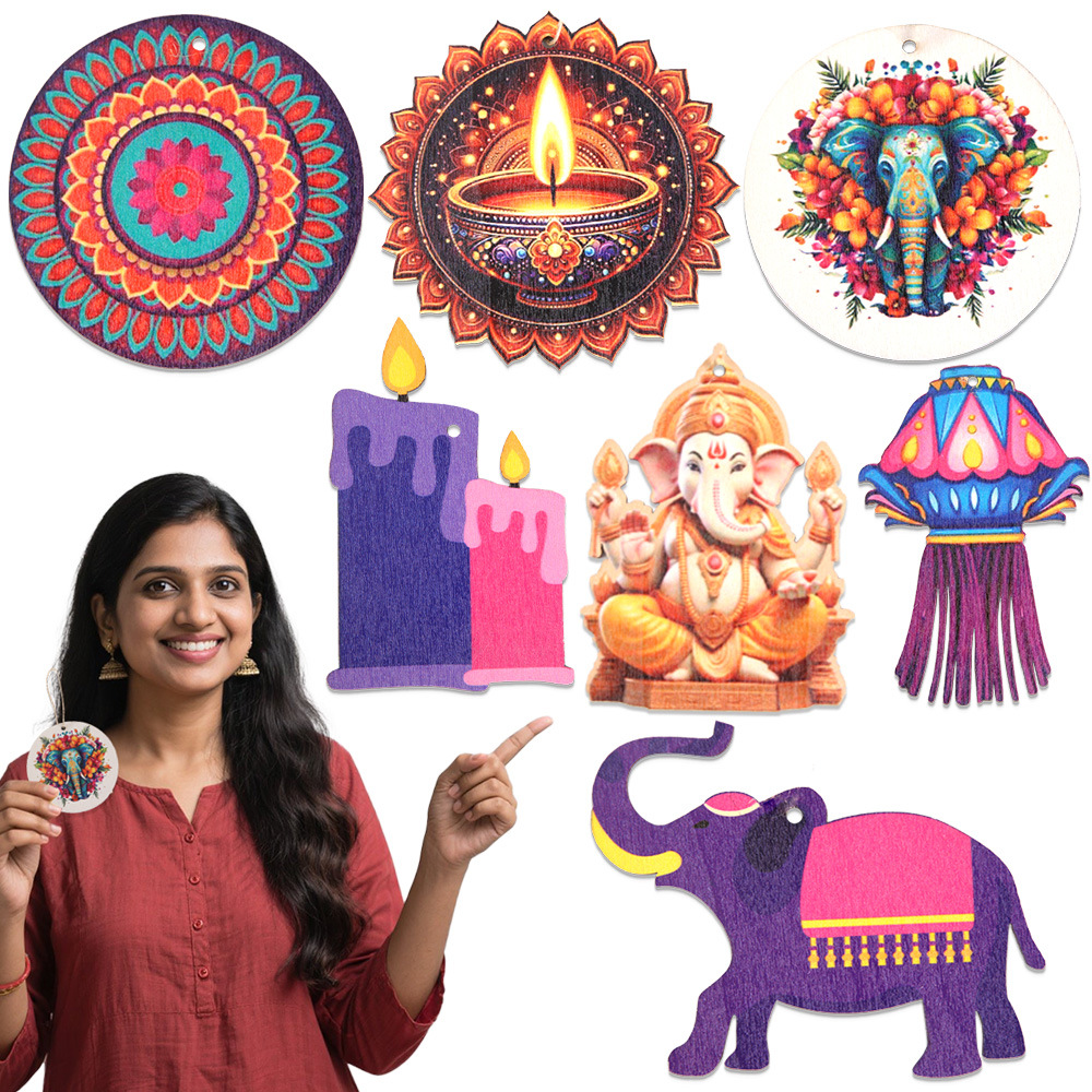 Diwali Themed Decor - Wooden C - Lighting Decor For Diwali 评论和价格
