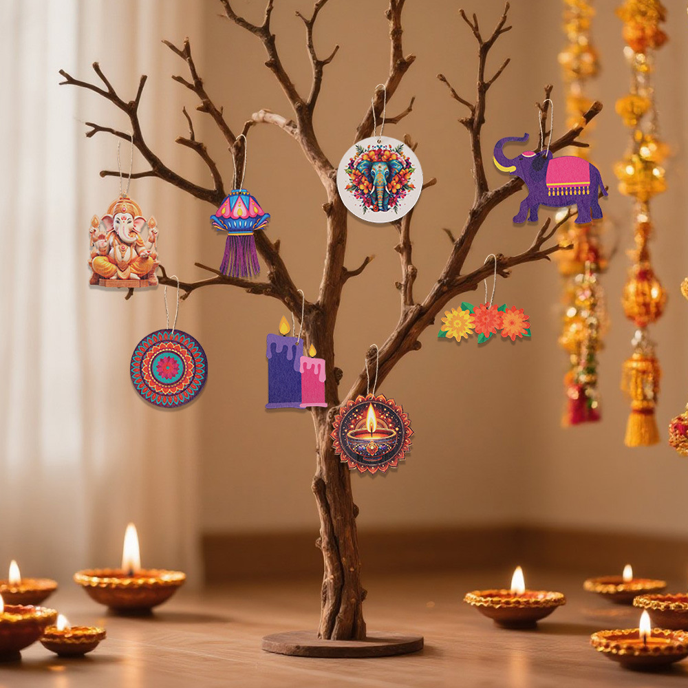 Diwali Themed Decor - Wooden C - Lighting Decor For Diwali 评论和价格