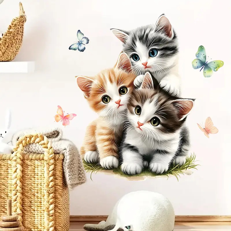 Three Cats with Butterfly Stic - Lighting Mcqueen Bedroom Decor 评论和价格