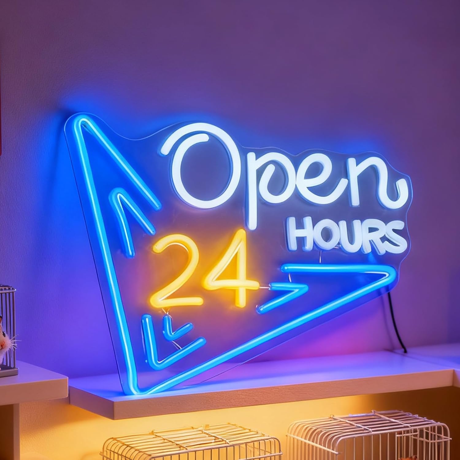 24 Hours Open Neon Sign LED Ne - Decor Lighting Opening Hours 评论和价格